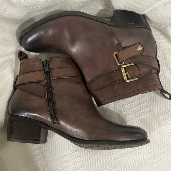 ARTURO CHIANG BRYSON BROWN LEATHER HEELED ANKLE BOOTIES SIZE 7M - Picture 6 of 10